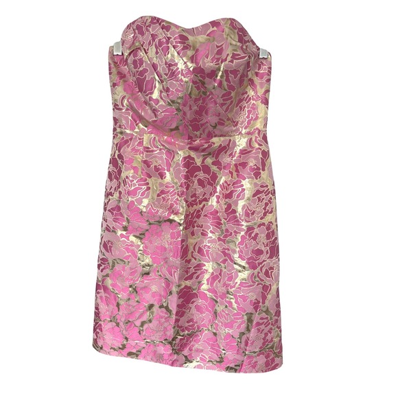 Lilly Pulitzer Raya strapless dress metallic Pirates Boutonniere jacquard size 2 - Picture 5 of 12